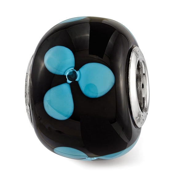 Fancy Bead White Sterling Silver Glass Multi-Color 14.4 mm 11.4