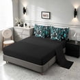 thumbnail image 4 of Manfei Contemporary Abstract Queen Bedding, Geometric Circle Rectangle Bedding Comforter Set Queen, Teal and Black, Black Reversible 7-Piece, 4 of 6