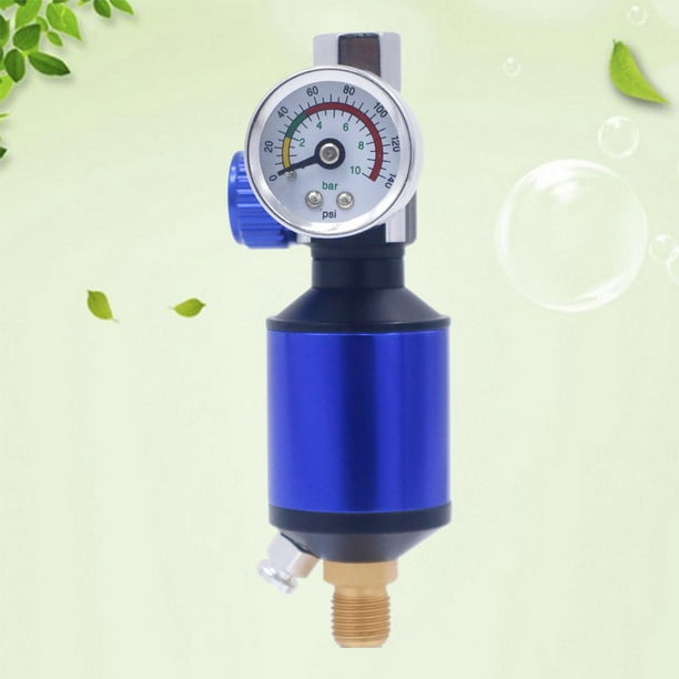 Pistola de pulverización Regulador de presión de aire Manómetro y filtro de Azul Cola Regulador de presión de aire