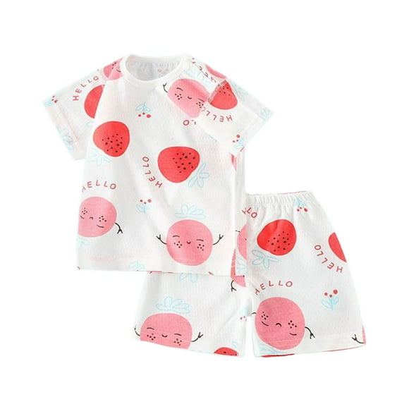 XDZJLR Tenues pour Filles Enfants Garçons Ensemble de Pyjama 2 Pcs T-Shirt à Manches Courtes Shorts Pyjama Vêtements de Détente Rose 6-12 Mois