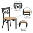 thumbnail image 4 of Flash Furniture HERCULES Series Black ''X'' Back Metal Restaurant Chair - Natural Wood Seat, 4 of 11