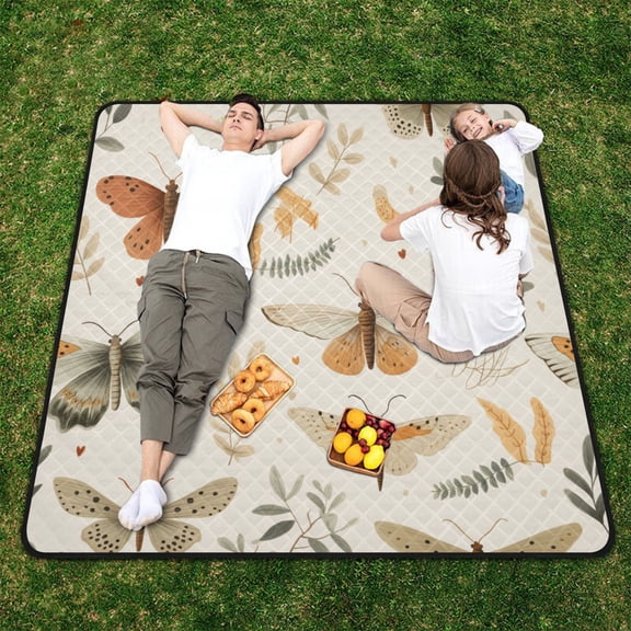 Insect Butterflies Leaves Beach Blanket Outdoor Picnic Blanket 78"x 78" Waterproof Foldable for Beach Camping Travel Hiking Grass Lawn Park