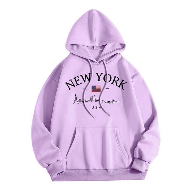 WEAIXIMIUNG Sweat-Shirt Habillé pour Femmes Décontracté Col Rond avec Poche Imprimé Lettres Anglaises