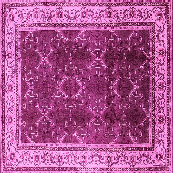 Ahgly Company Indoor Square Oriental Pink Traditional Area Rugs, 6' Square