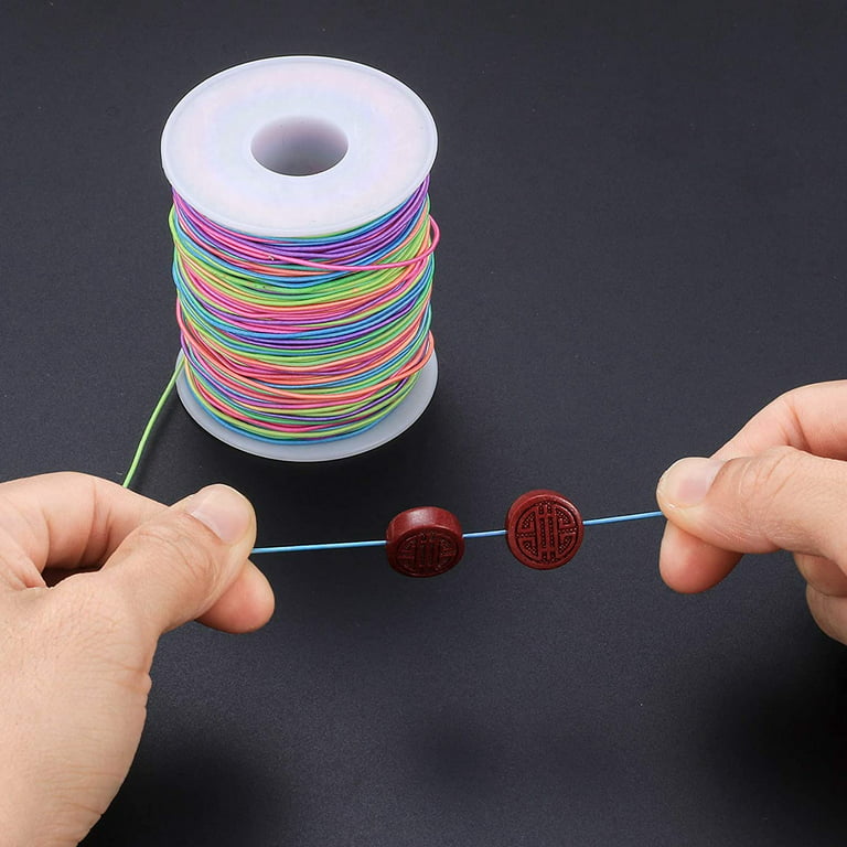 CCINEE 1mm Rainbow Elastic Cord Beading Thread Stretch String for Bracelet Making 109 Yard