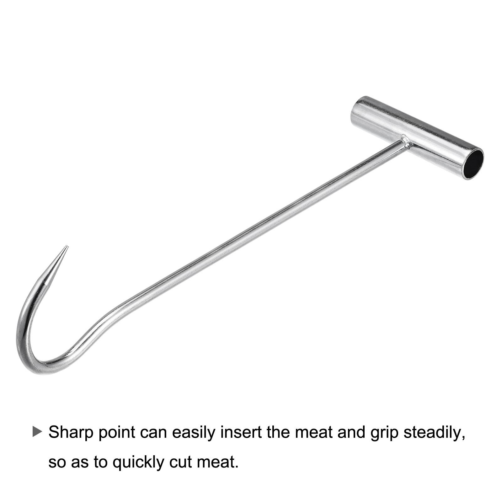 Unique Bargains T-Handle Meat Boning Hook Galvanized T Hooks for Kitchen Butcher 300mm 1Pc