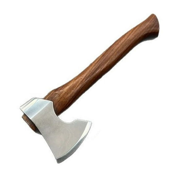 Elainilye Mini Stainless Steel Axe, Wood Handle Fixed Blade Hunt-ing Survival Axe, Gift for Boys, Home Decor