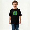 thumbnail image 2 of Boys Graphic T-Shirt Brasil Country Flag Badge Kids Tees 100% Cotton Short Sleeve Tops Ages 4-13Y, 2 of 4