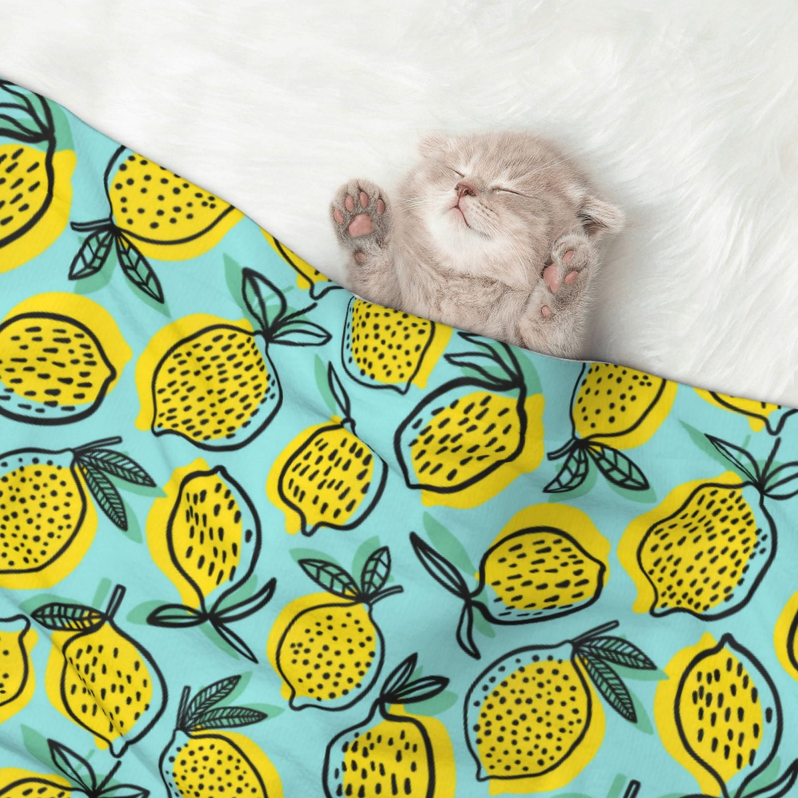 Naloa Lemon1 Dog Blanket, 3 Sizes Cat Blanket for Indoor Cats Large Medium Small Dog Gifts-Small