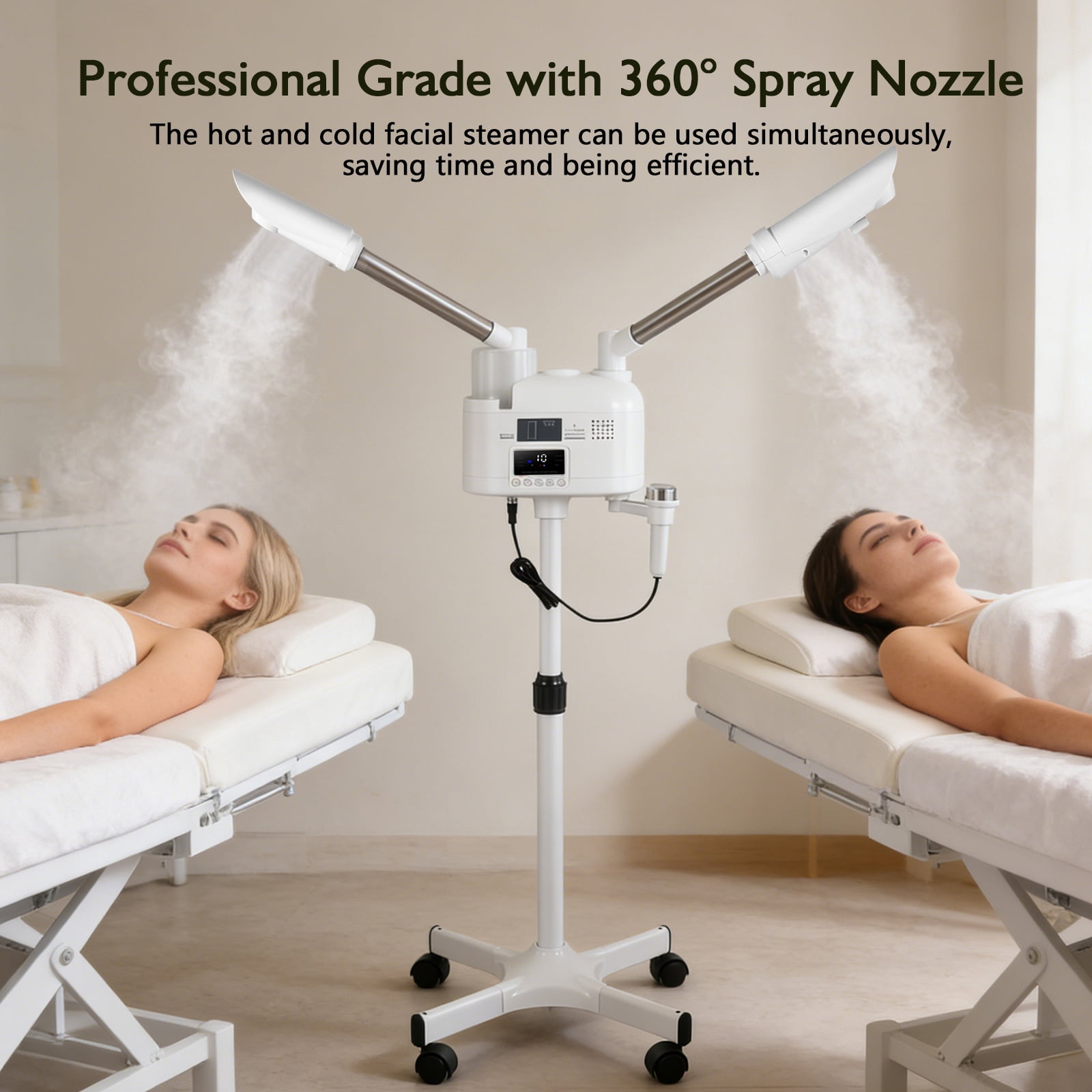4 in 1 Hot/Cold Facial Steamer 5x LED Magnifying Lamp Portable Face Spa for Deep Cleansing,Moisturizing,Unclog Pores Personal Beauty Skin Care Machine(White)