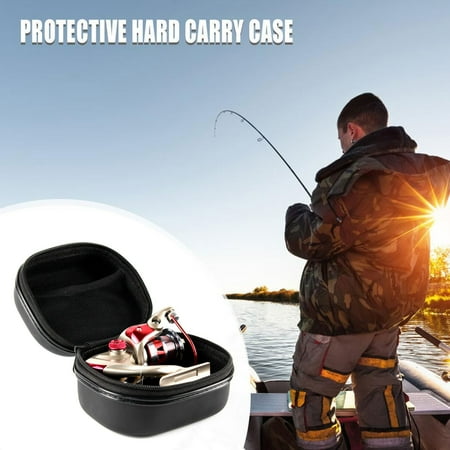 Tool Bags Plastic Black Tool Bag Fishing Reel Bag PU Cover Case Fish Reel Bag Hard Shockproof Cover Case PU Fishing Bags For Men Box Fishing Bag With Net Holder Fishing Bag S