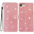 thumbnail image 7 of For iPhone 7 / 8 / SE 2020 / SE 2022 Wallet Case Bling Shiny Premium PU Leather with RFID Blocking Card Slots Holder Magnetic Flip Kickstand Shockproof Wrist Strap Cover, Rosegold, 7 of 7