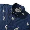 thumbnail image 2 of YIUME Hawaiian Shirt For Men Crane Print Short Sleeve Cotton Button Down - Blue, 2 of 8