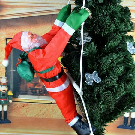 Large Christmas Yard Decorations US! Climbing Santa with Rope Ladder Outdoor Christmas Yard Decoration 15.7 inch ()