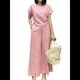 thumbnail image 3 of Conjunto de 2 Piezas para Mujer: Blusa de Media con Cuello y Pantalón con Bolsillos, Informal para el Trabajo y Viajes. Rosa XL, 3 of 6