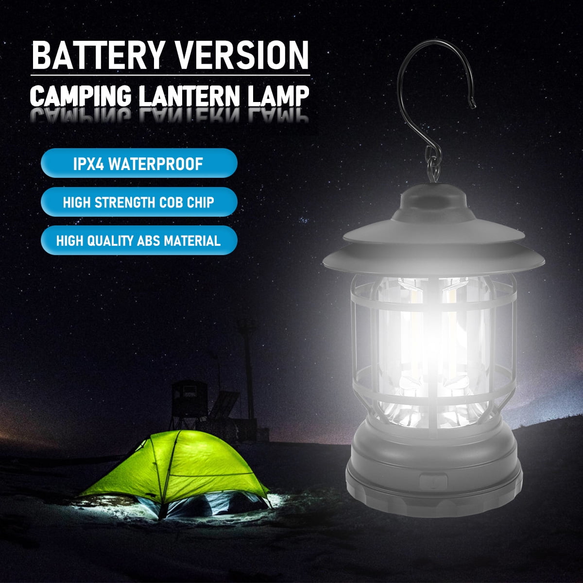 EXTRASTAR Battery Operated Lights, LED Camping Lantern, Waterproof Outdoor  Collapsible Lantern, Magnetic Base and Foldable Hook Portable Lights for