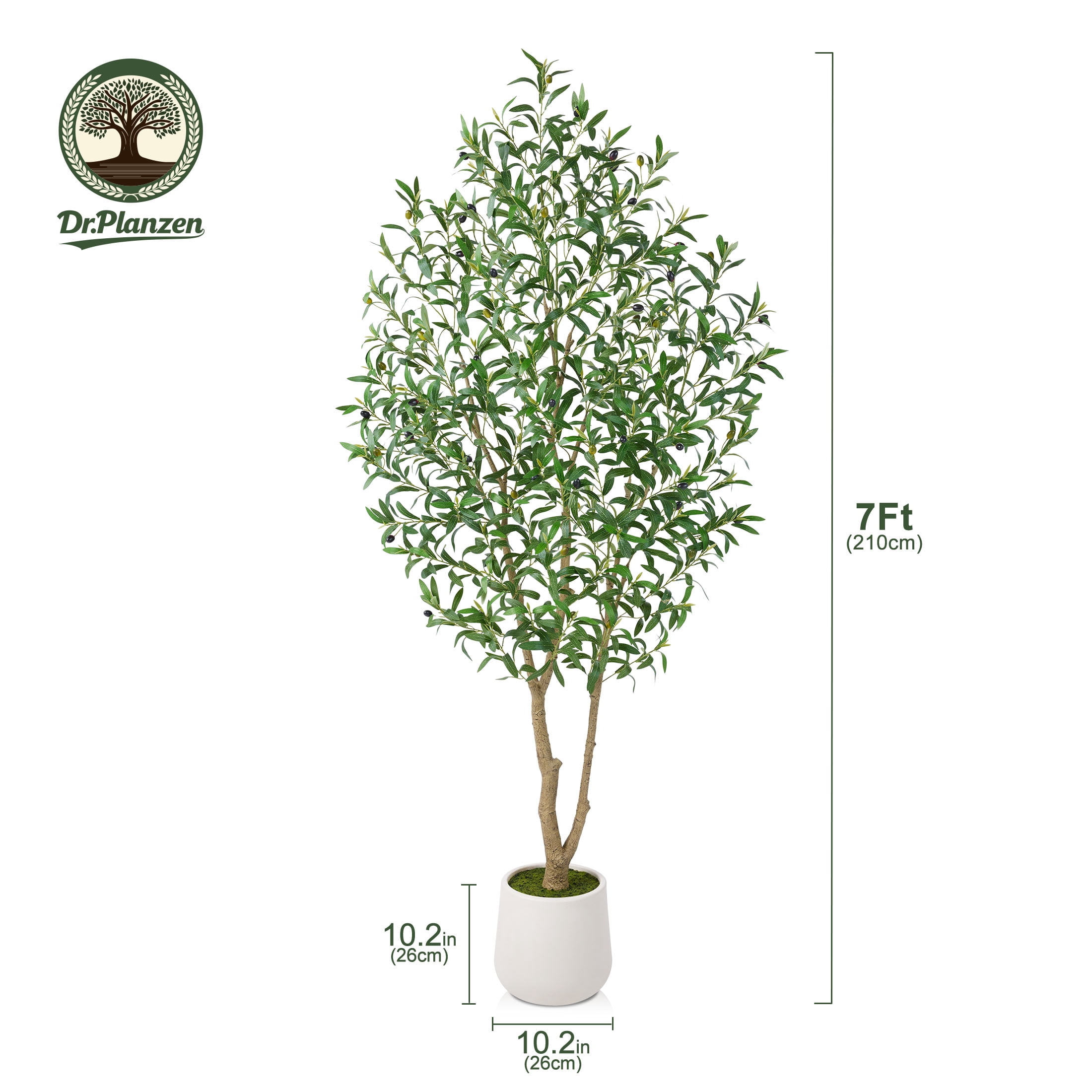 DR.Planzen, Artificial Olive Tree, 7ft, UV-Resistant, Adjustable