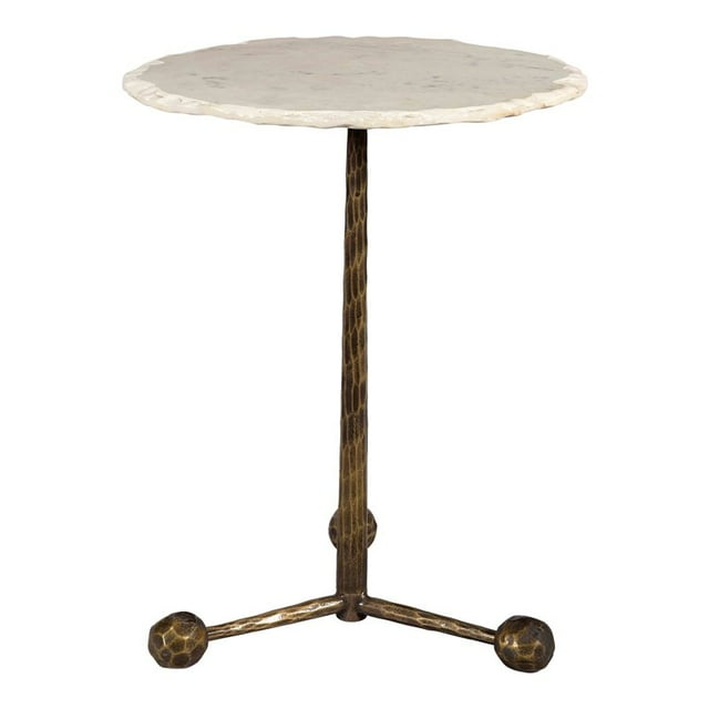 TOV Furniture Orbital 23.2"H Transitional Marble Side Table in Antique Brass