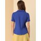 thumbnail image 5 of Camisa de Manga Corta Allegra K Suave con Botones y Cuello Peter Pan Dulce para Mujer Azul marino S, 5 of 6