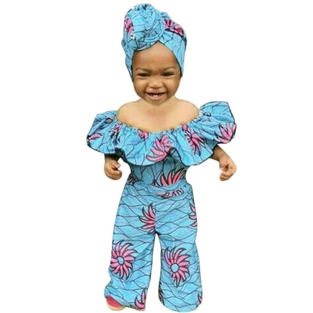 

Wozhidaoke jumpsuit Shoulder Off Dashiki Girls Headband Baby African Romper Girls Romper& valentines day decor st patricks day decorations