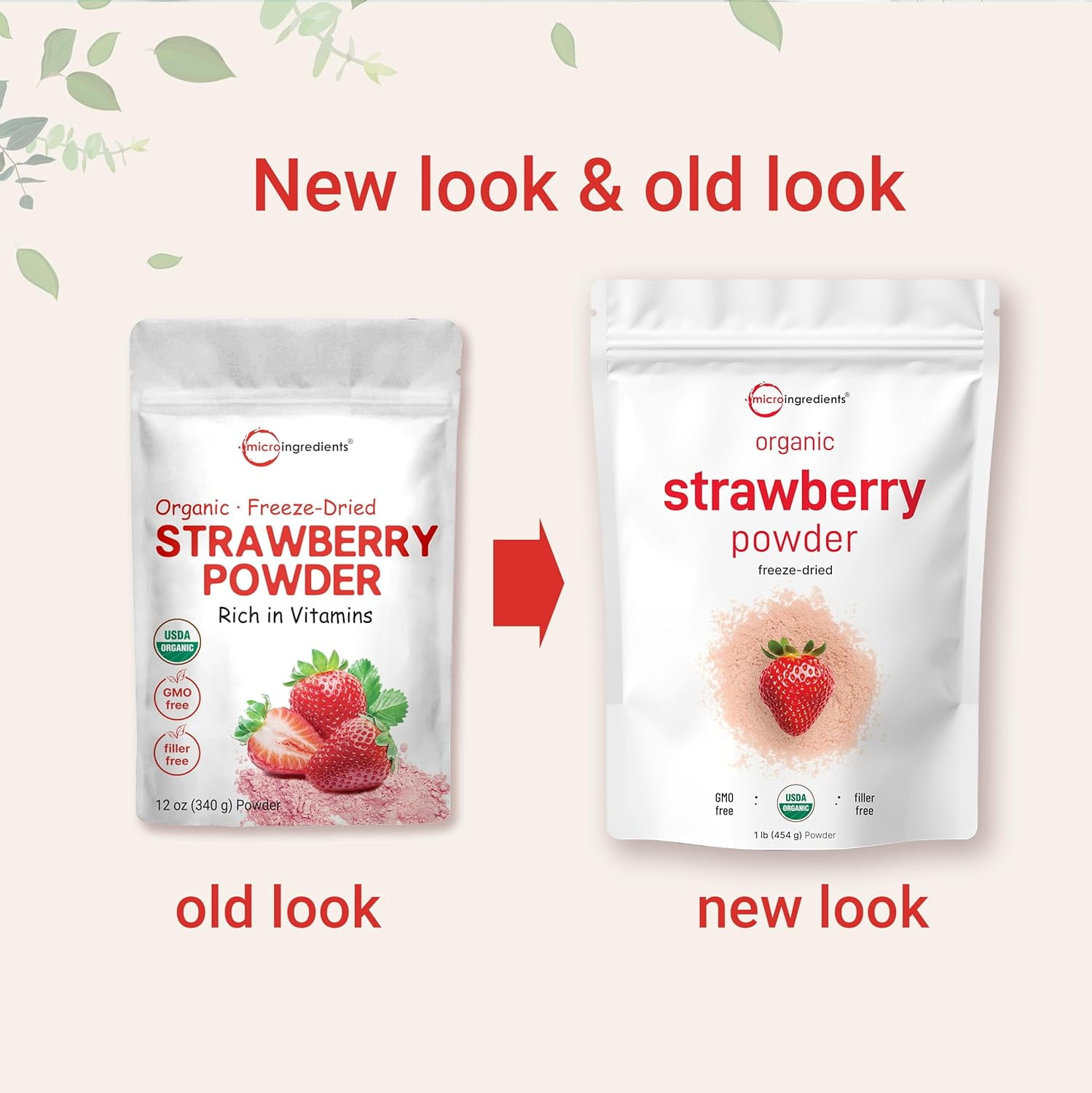 Micro Ingredients Organic Strawberry Powder, 16 Ounce | Freeze-Dried Source, No Sugar & Additives