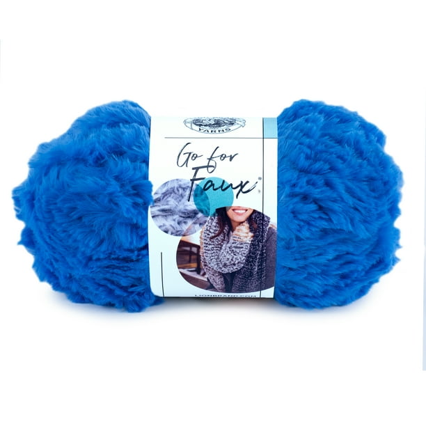 Lion Brand Yarn Go for Faux Dori Faux Fur Super Bulky Polyester Blue