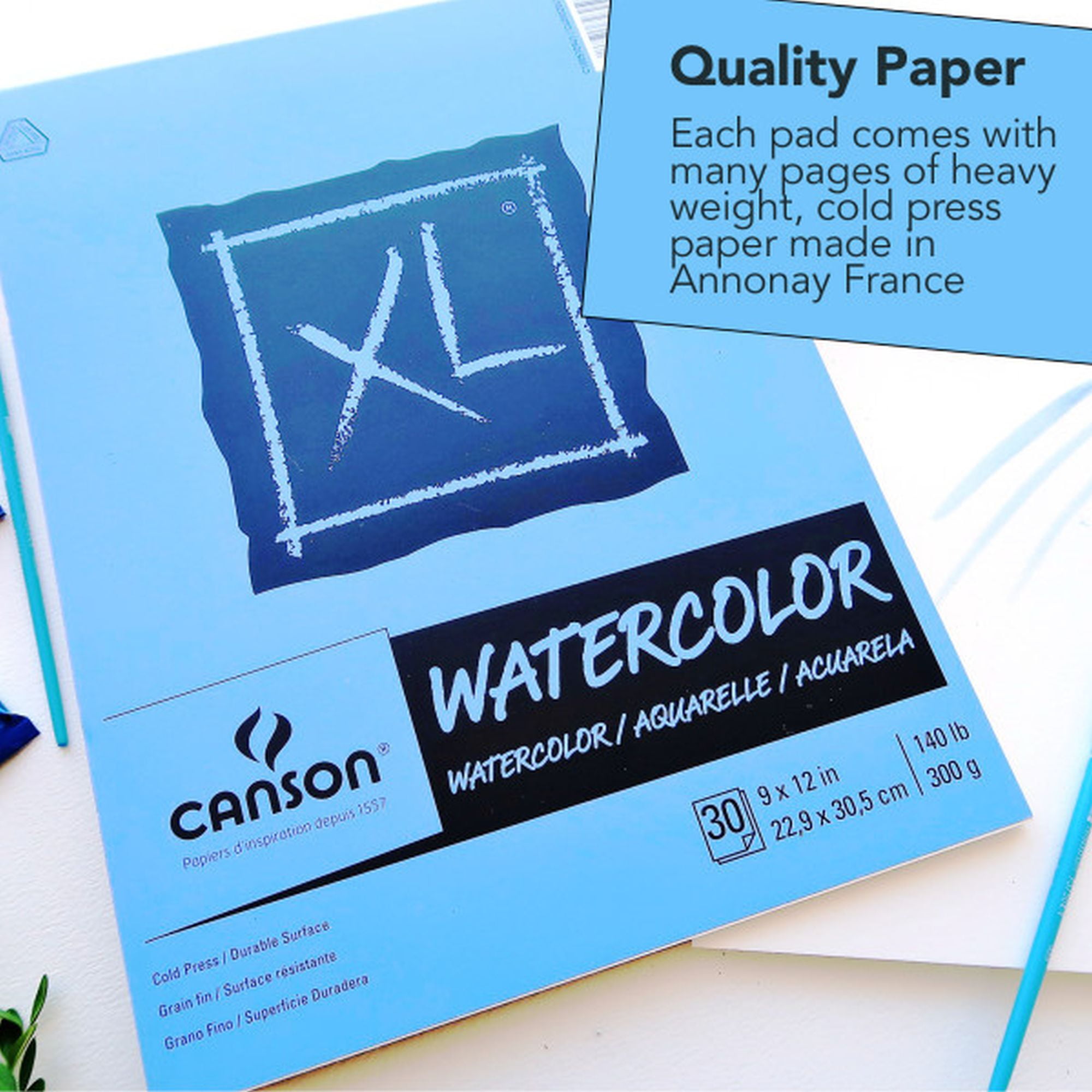 2 X Canson Watercolor Paper Pad, 30-Sheet, 9-Inch by 12-Inch, X-Large –  Bryan House Quilts