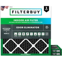 Filterbuy 10x10x1 MERV 8 Odor Eliminator, Pleated HVAC AC Furnace Air Filters (3-Pack)
