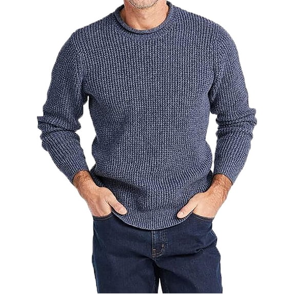 Langwyqu Men Long Sleeve Knit Pullover Crewneck Casual Sweater