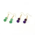 thumbnail image 4 of Nvzi Pendientes personalizados, cuentas redondas de piedra de cristal hechas a mano, pendientes envueltos en alambre de cobre dorado, pendientes elegantes de estilo largo con cuentas (verde), 4 of 4