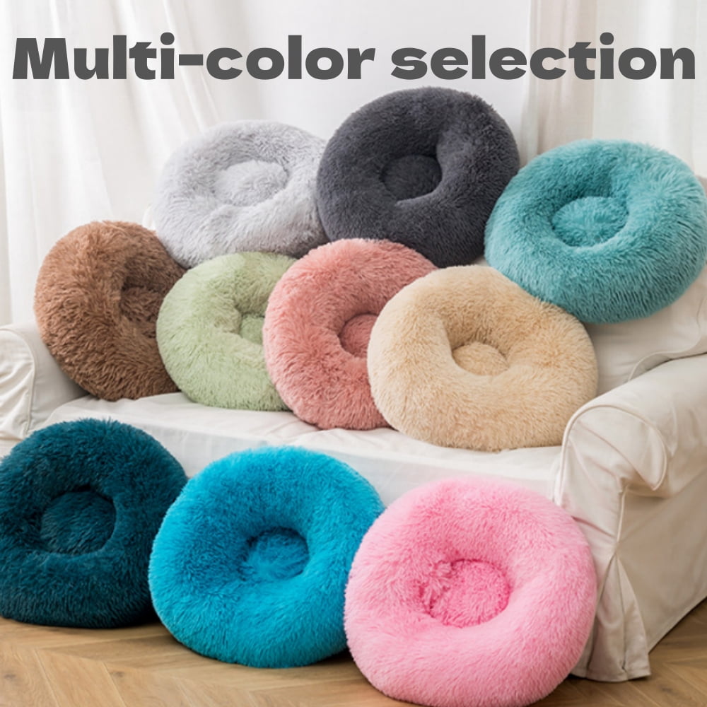 Round Plush Pet Bed for Dogs-Cats 20 inches,Fluffy Soft Warm Calming Dog Bed Sleeping Kennel Nest