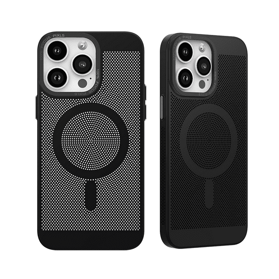 BEMZ Cooling Mesh Case for iPhone 15 Pro Max - (Compatible with MagSafe) Magnetic Charger Heat Dissipation Protection Slim Cover - Black