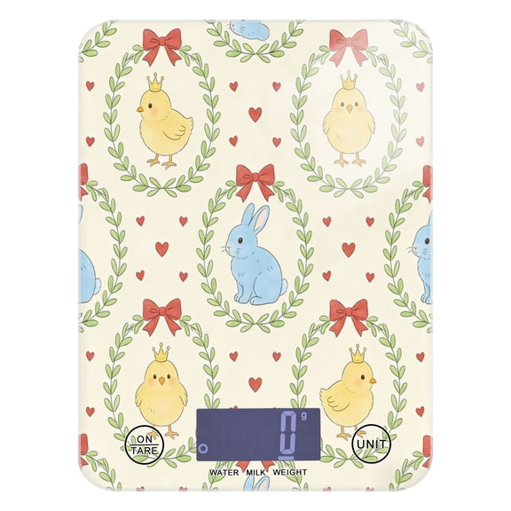 High Precision Digital Kitchen Scale Tempered Glass Food Scale Multifunction Scale Small Kitchen Appliances Rabbit and Chicks in Wreath