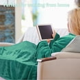 thumbnail image 4 of Fleece Wearable Blanket with Sleeves for Adult Women Men, Super Soft Comfy Plush TV Blanket Throw Wrap Cover for Lounge Couch Reading Watching TV 73" x 51" Green, 4 of 7