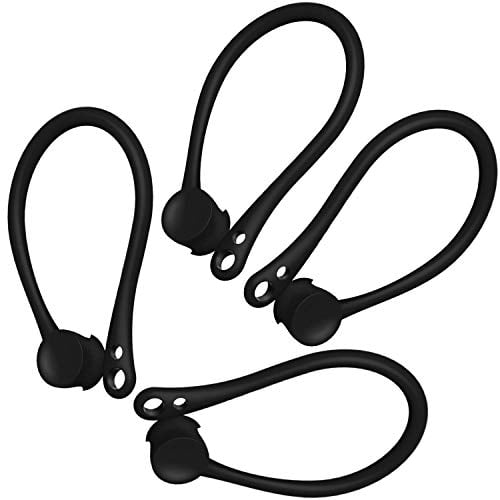 2 Pair EarHooks for AirPods, Anti-Lost Secure Ear Hook Holder Ear Attachment Loops ForApple AirPods 1 & 2 Earphone Earbuds Earpods (Black)