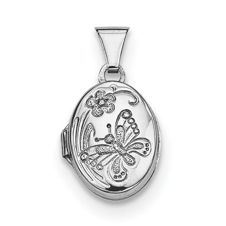 - 925 Sterling Silver Butterfly Oval Photo Pendant Charm Locket Chain Necklace That Holds Pictures Gifts For Women For Her
