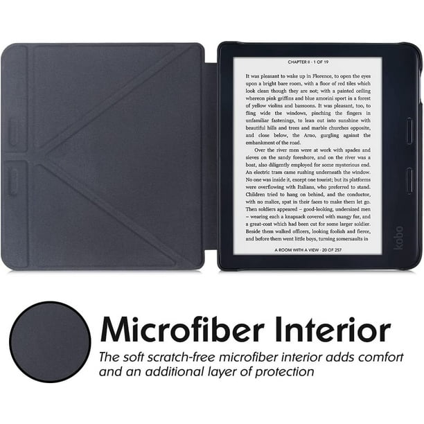 kwmobile Cover for Kobo Clara HD - Fabric e-Reader Case with Built-in Hand  Strap and Stand - Dark Grey