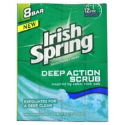 Clean Scrub Deodorant Soap by Irish Spring for Unisex - 8 x 4 oz Soap