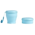thumbnail image 3 of Collapsible Silicone Cup - Food Grade Folding Water Cup with Stainless Rim and Lid - Portable Reusable Travel Cup for Camping Hiking Gym Office Business Trip - Blue, 3 of 8