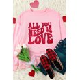 thumbnail image 3 of Women's Pink 'All You Need Is Love' Valentine's Slogan Graphic Sweatshirt - [ZhiHiMeRi] | (US 20-22)2XL, 3 of 7