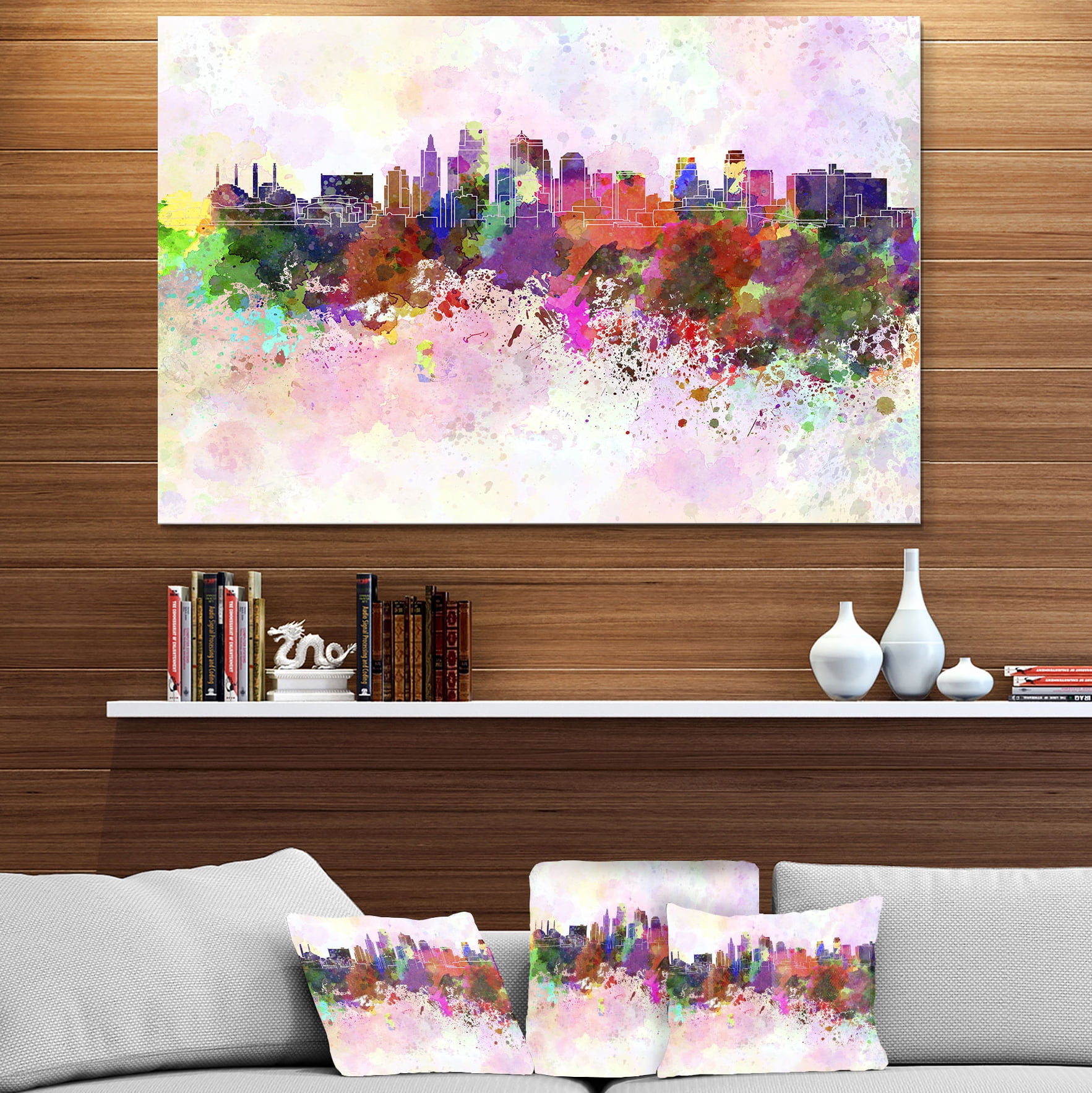 Kansas City Skyline 40.00" x 30.00" Painting Art Prints, by Designart