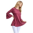 thumbnail image 2 of YELETE Women's 3/4 Bell Sleeve Top / Burgundy M, 2 of 4