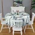thumbnail image 4 of Round Tablecloth Spring Teal Floral Table Cloth Waterproof Fabric Oil-Proof Wrinkle Free Soft Table Covers for Dining Kitchen Parties Wipeable Tabletop Cover 60x60 Inch, 4 of 6