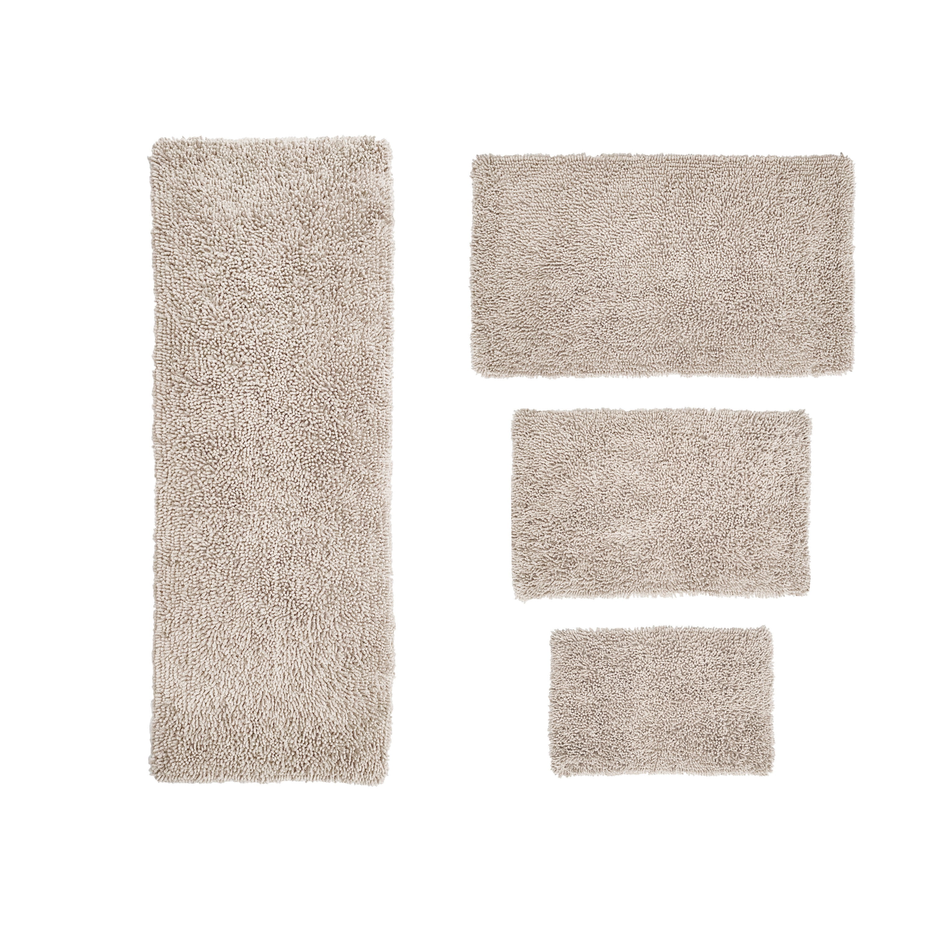 Home Weavers Fantasia Bath Rug 100% Cotton Non-Slip Bathroom Rug Set Machine Washable Bathroom Rug, Bath Rug, Bathroom Rug, Runner, Ivory Color 4 Piece Bath Rug set
