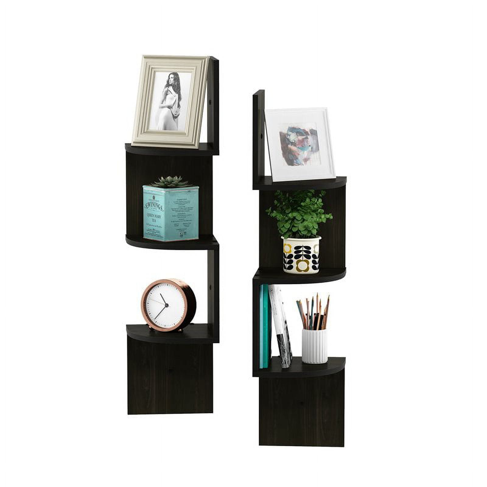 Furinno Rossi 7.8" x 7.8" 3-Tier Furniture Espresso Floating Shelves