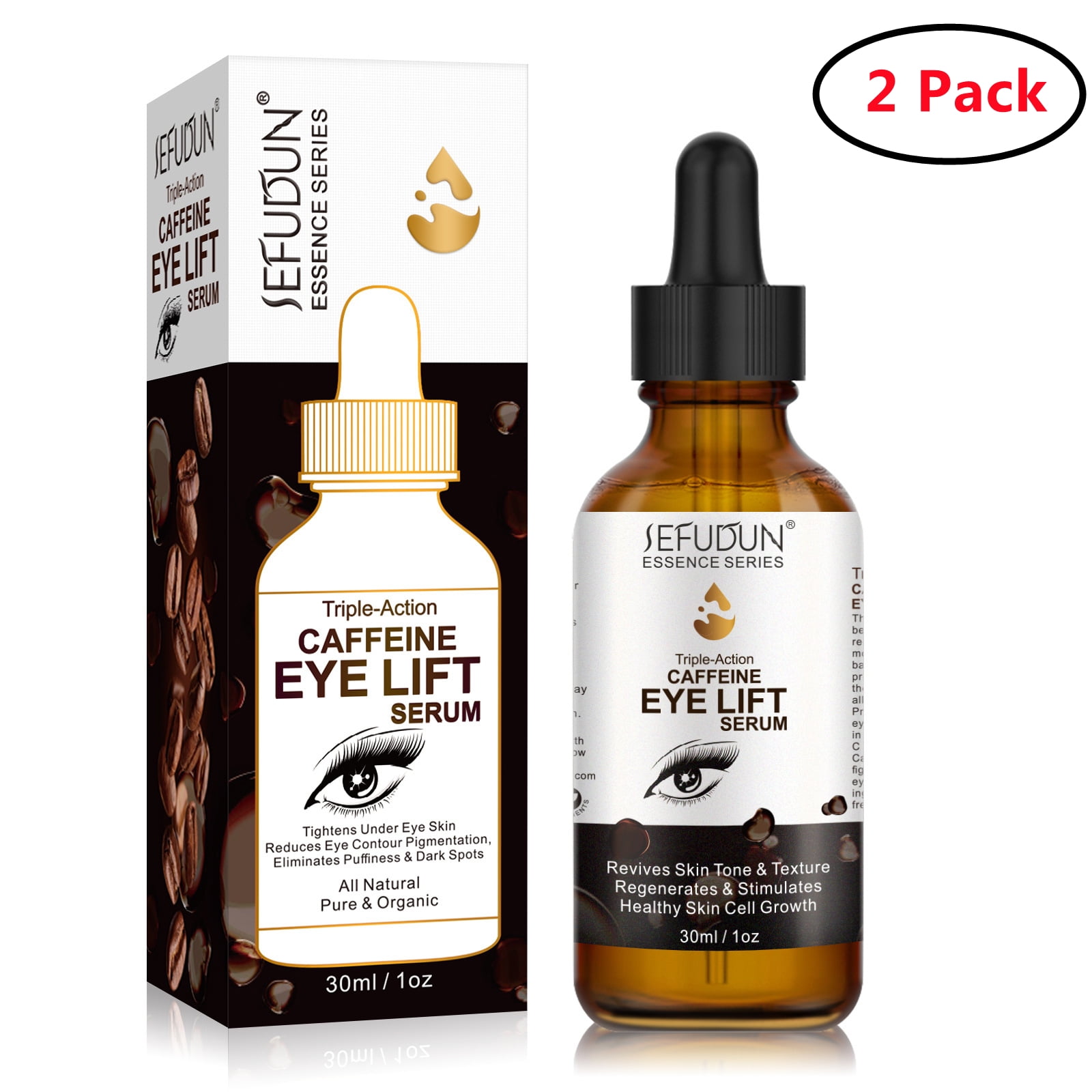 2 Pack Caffeine Eye Serum, Eye Serum for Dark Circles and Puffiness