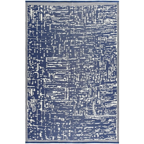 Lightweight Indoor Outdoor Reversible Plastic Area Rug 8x10 Feet Ohio Blue/White Walmart