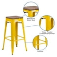 thumbnail image 5 of Flash Furniture Lily 30" High Backless Yellow Metal Barstool with Square Wood Seat, 5 of 13