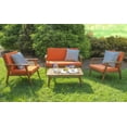 thumbnail image 3 of Linon Cole Outdoor Chat 4-Piece Seating Set, Brown Finish with Orange Fabric, 3 of 35