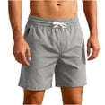 thumbnail image 3 of lcziwo Men Shorts with Pockets Twill Summer Holiday Elastic Waist Trunks Camping Fishing Outdoor Drawstring Dress Shorts Gray XL, 3 of 10